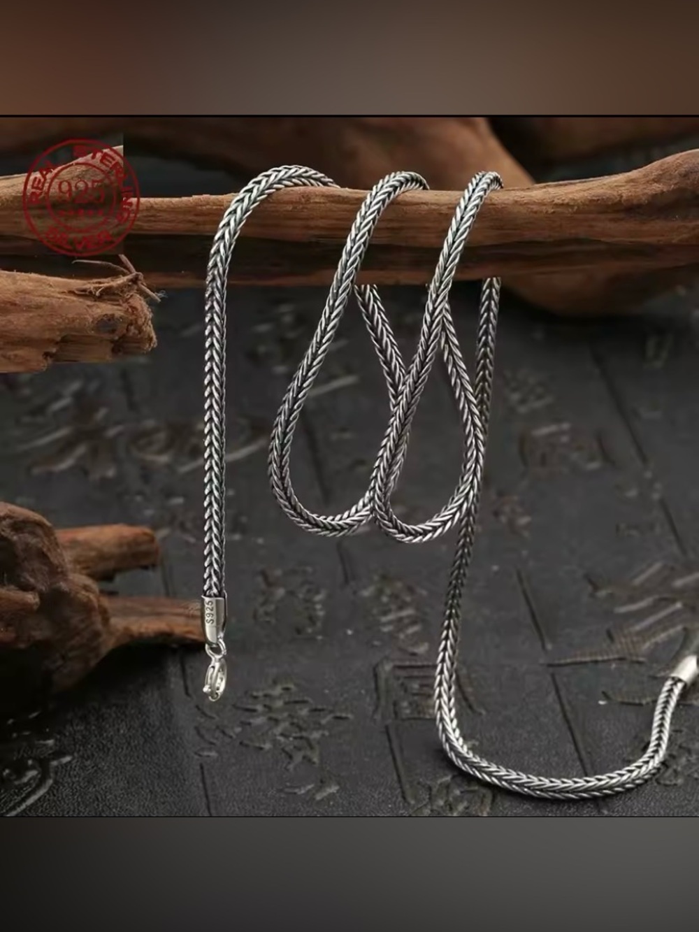 Men’s Solid 925 Sterling Silver 3mm Foxtail Chain Necklace Italy made